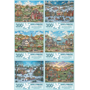 Set of 6  Bonnie White Americana Jigsaw Puzzles