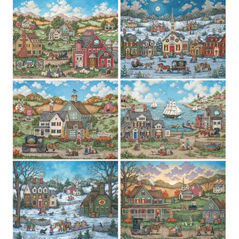 Set of 6  Bonnie White Americana Jigsaw Puzzles