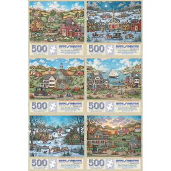 Set of 6  Bonnie White Americana Jigsaw Puzzles