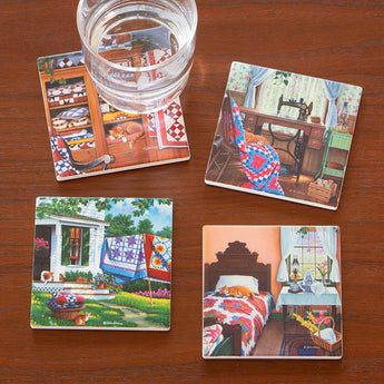 Cats & Quilts Coaster set of 4
